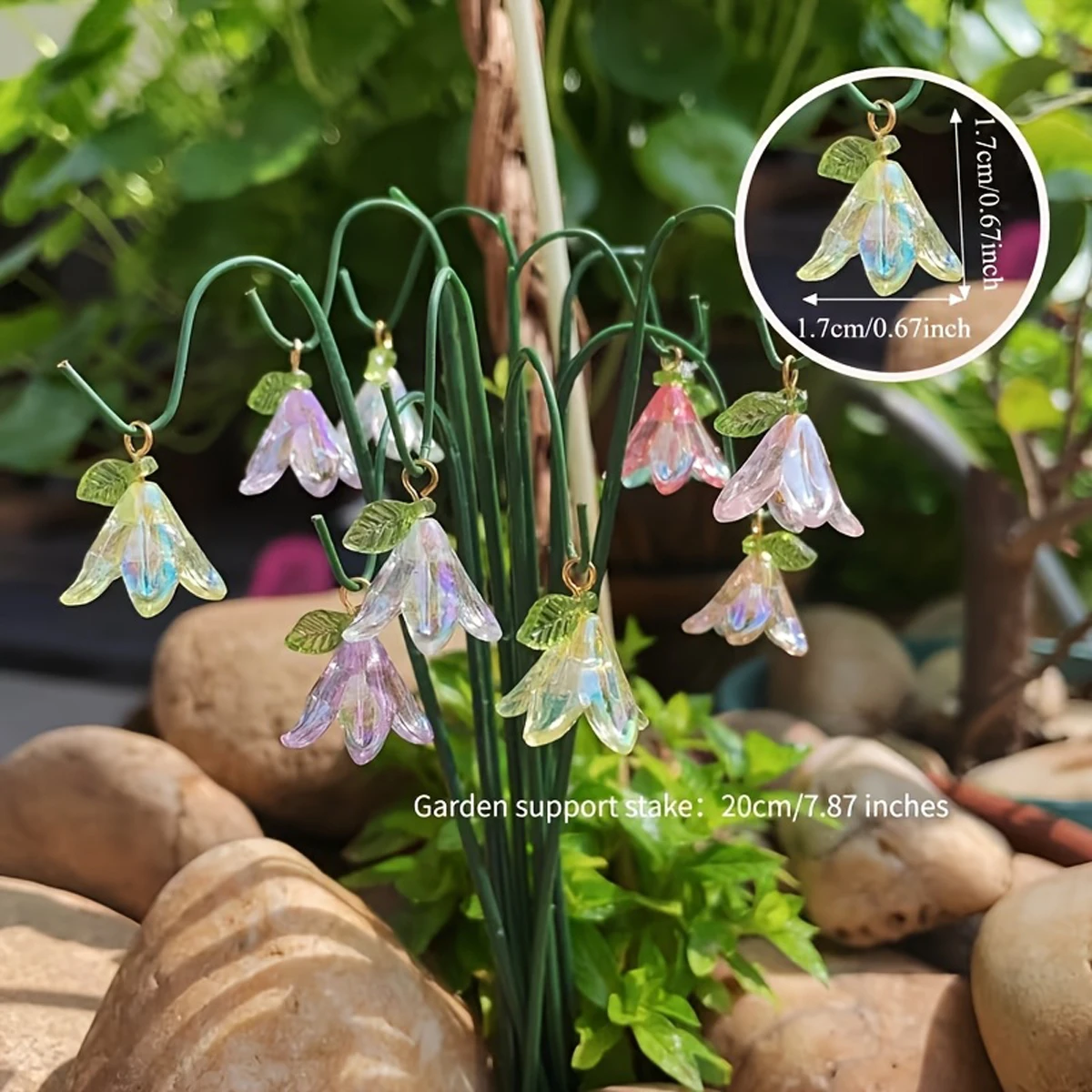 10pcs Garden Decorative Ground Stakes with Lily Pendant, Suitable for Outdoor Potted Plants And Flower Pot Landscapes Decoration