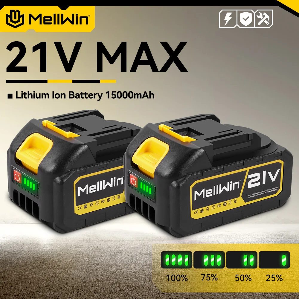 MELLWIN 18V-21V Wiederaufladbare Lithium-Batterie 15000mAh Batterie Kapazität Für Makita 18V Batterie Pin Bohrmaschine power Tool