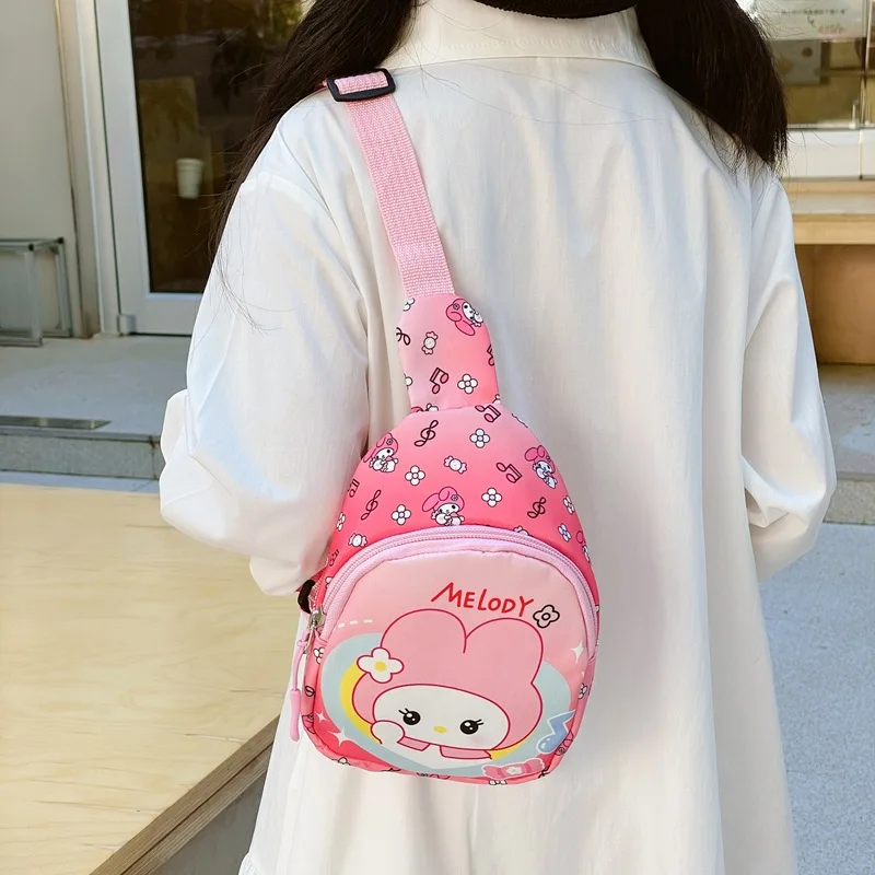 Torba na klatkę piersiową Sanrio Kawaii Cinnamoroll Hello Kitty torby typu Crossbody podróżna listonoszka na ramię dla dzieci torba typu crossbody