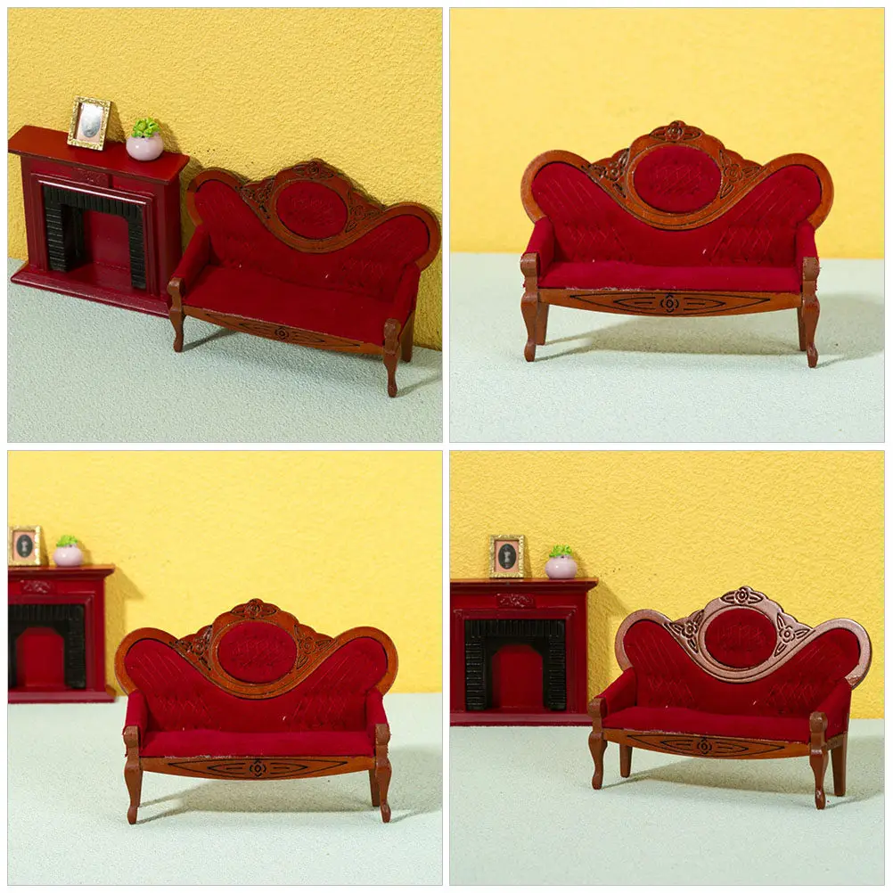 

3Pcs Miniature Vintage Sofa Set Simple Color Living Room Furniture Mini House Decoration Tiny Couch Micro Scene Supplies