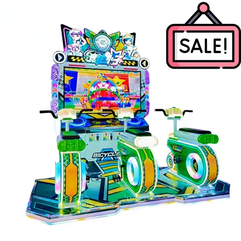 Factory Wholesale Coin Operated Video Game 3 Players Bicycle Racing Game Machine for Indoor Game Center Custom