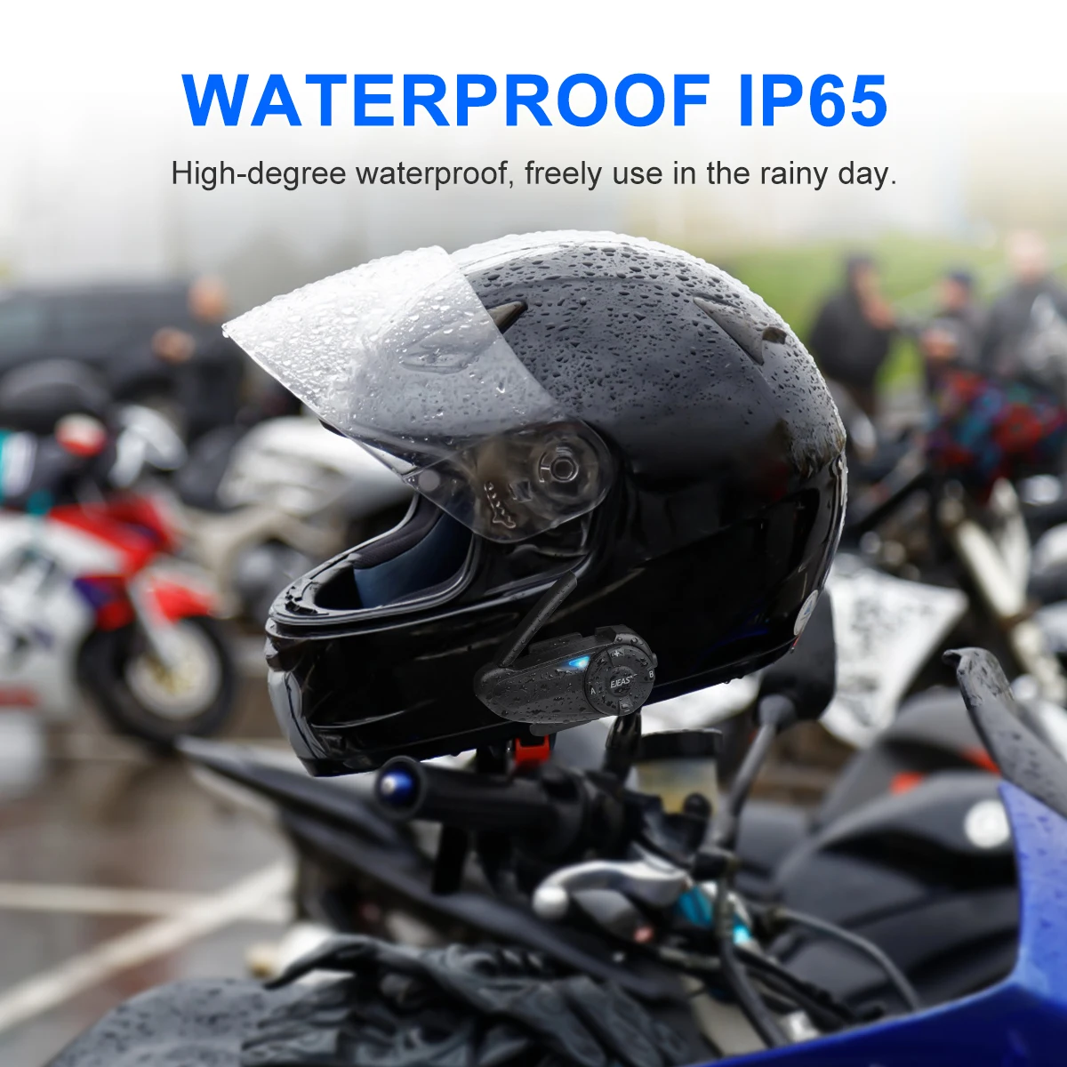 EJEAS Q7 Motorcycle Helmet Headset Intercom Up to 7 Riders Wireless Bluetooth 5.1 Interphone Waterproof Quick7 Handlebar Remote