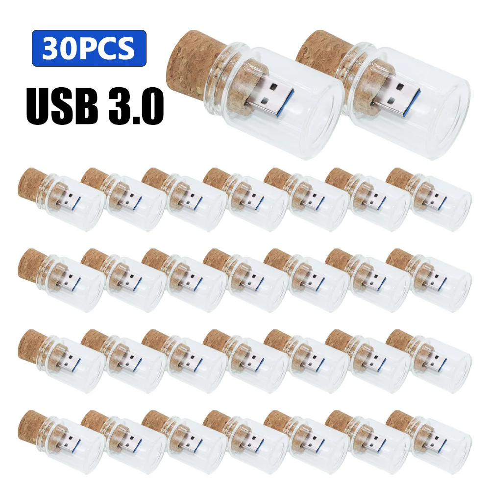 

30 шт./лот. Новинка! USB-флешки в виде бутылки, USB 3.0, флеш-накопители в стеклянной бутылке с пробкой, деревянные флешки-накопители, 4 ГБ - 128 ГБ.