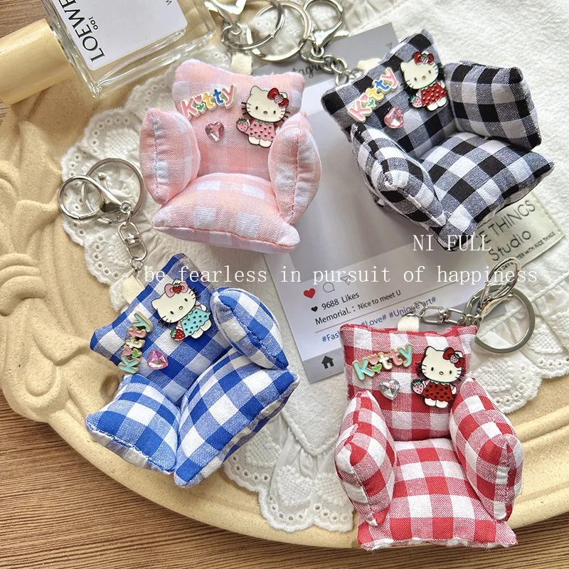 

2025 The New Hot-selling Ins Style Sub-fabric Sofa Pendant Personality Cute Kitten Pattern Sofa Pendant Trendy Bag Keychain