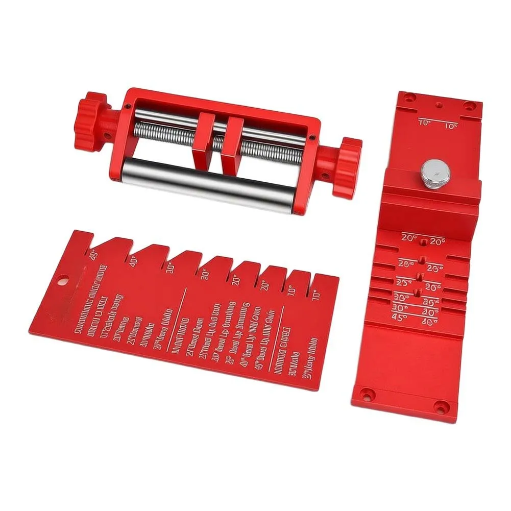 Precision Woodworking Chisel Honing Guide Aluminum Alloy 14 5 6cm Red with Angle Gauge and Tool Free Operation