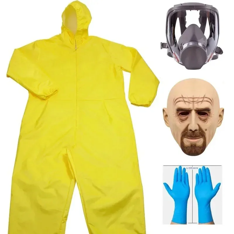 

Sky02 Волтер Косплей Костюм Белый Токсичный Костюм Мужской Хэллоуин Желтый Комбинезон Ткань ТВ Костюм Газ Fac88Ji