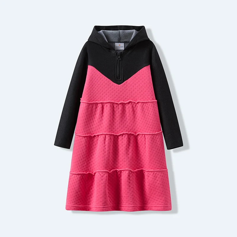 AA AW25 - Autumn children's clothes colorblock hooded set dress shirt baby romper black denim and warm interlayer fabric