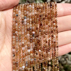 Natural Faceted Coffee Stripe Agates Stone Round Loose Spacer Stone Beads For Jewelry Making Bracelet Handmade 2 3 4mm