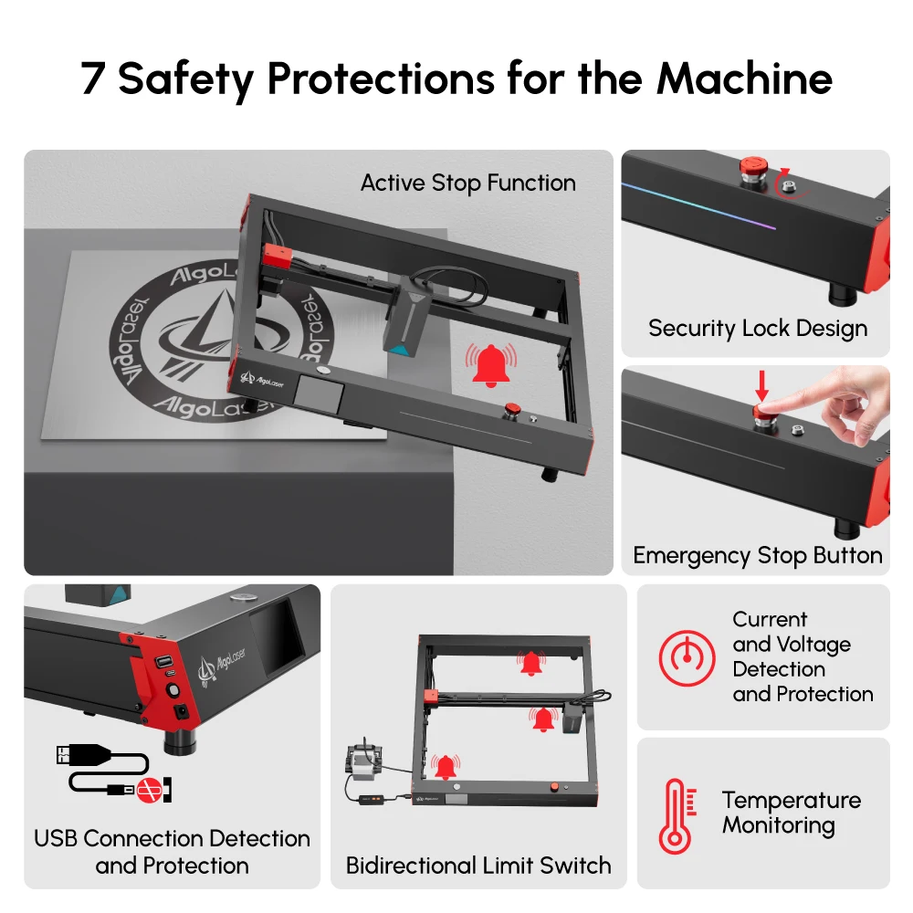 Algolaser Delta 22W Laser Engraver with 3.5 Inch Touch Screen 32-Bit Chipset High Speed 500mm/s Desktop Laser Cutting Machine