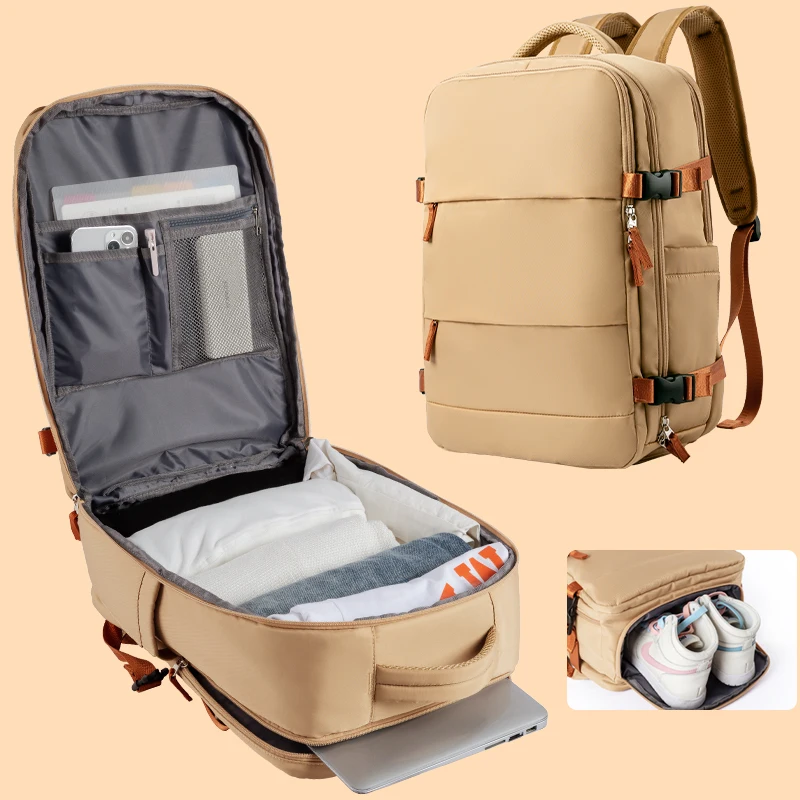 Waterproof Travel Backpack Airplane Carry On Backpack Large Capacity Multi-Function Luggage Lightweight Fit 17inch Notebook