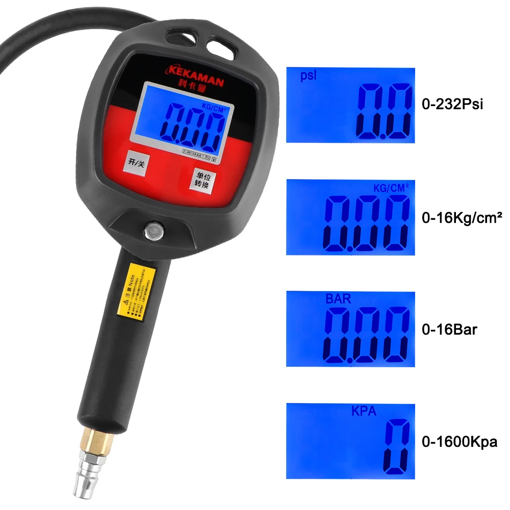 Multifunctional Tire Air Pressure Monitoring Gauge Tester 0-16Bar Car Motorcycle Inflator Pump Tools Digital Tire Inflator