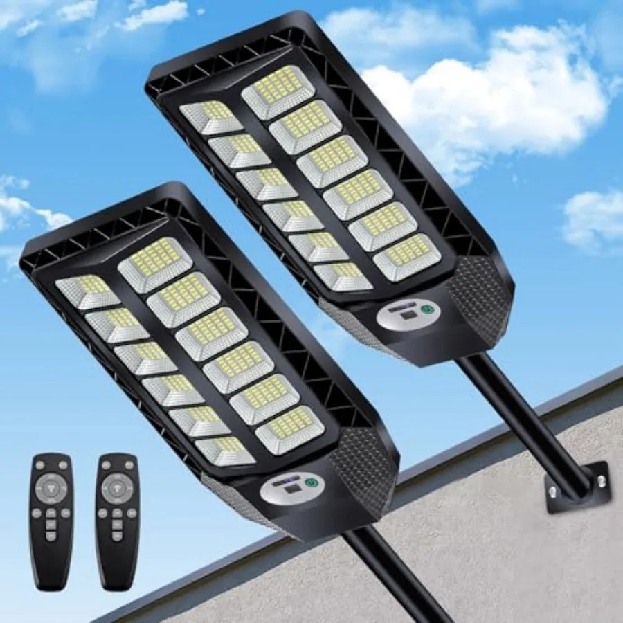 

5000W Solar Lights OutdoorIP66 Waterproof Solar Powered Motion Sensor Street Light 6500K Dusk to Dawn 20000 Lumens LED Security