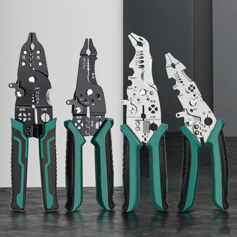 Electrician Multifunctional Wire Stripping Pliers, Wire Splitting Pliers, Cable Stripping Knife, Wire Pressing Pliers