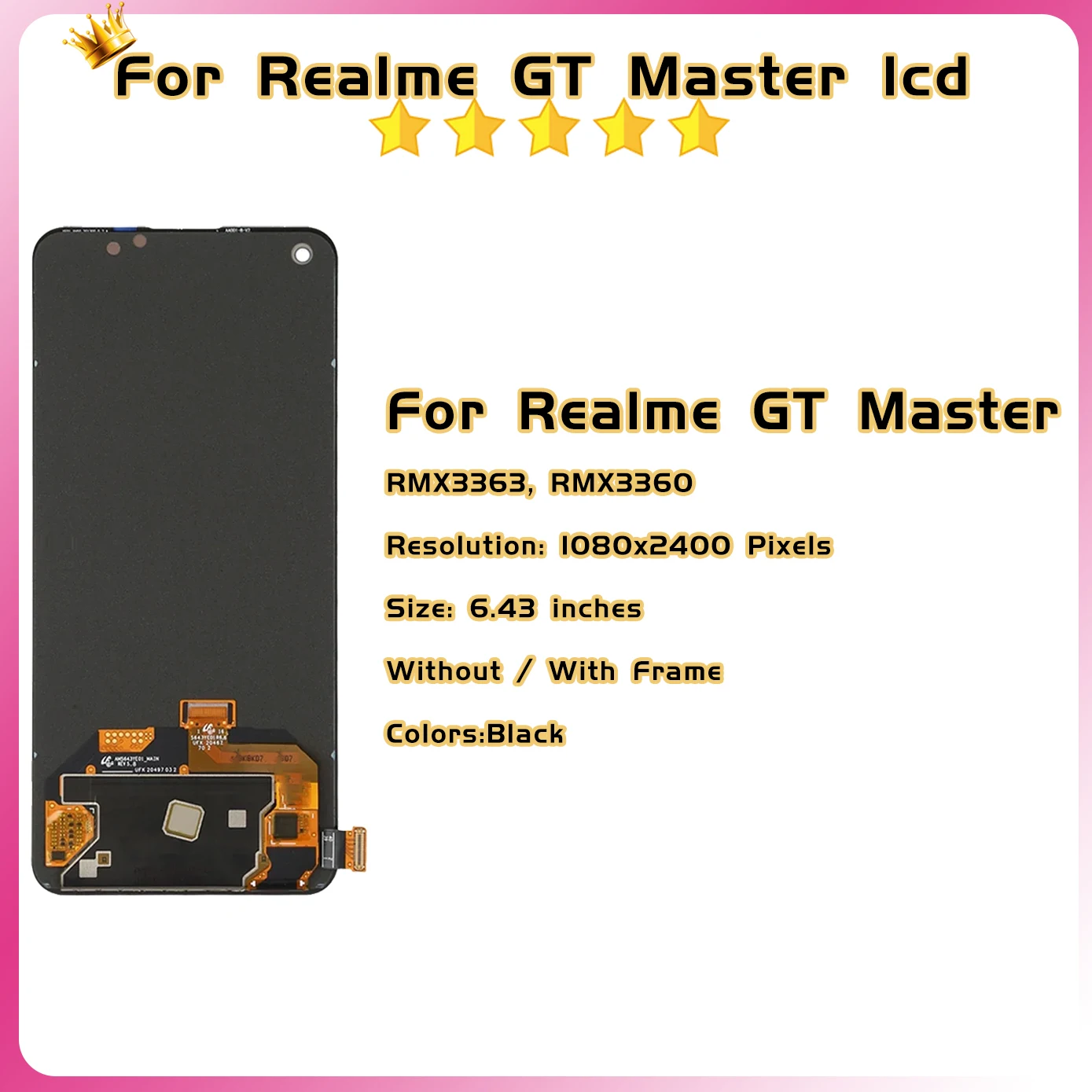 AMOLED For Oppo Realme GT Master RMX3363 RMX3360 Display Screen For Realme GT Master Edition Frame Touch Panel Digitizer Tested