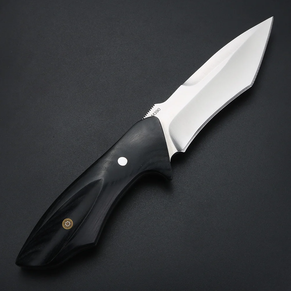 Cuchillo plegable afilado con mango de madera negra, campo de alta dureza, Camping, caza, cuchillo corto, cuchillo táctico de autodefensa, 9CR18Mov