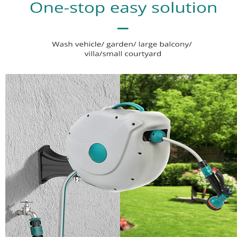 Outdoor high pressure fixed electric garden water spray automatic retractable hose reel