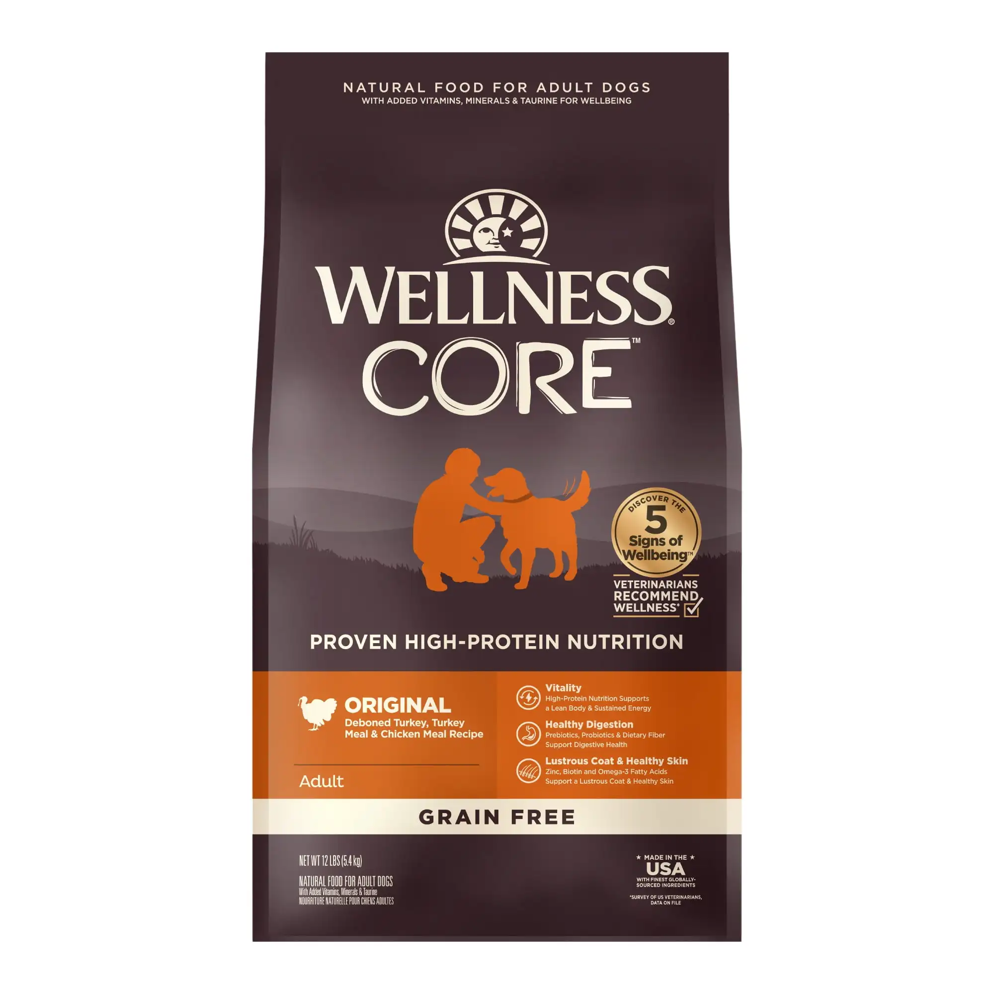 

Wellness Core Natural Grain Free Dry Dog Food, Original Turkey & Chicken, 12-Pound Bag