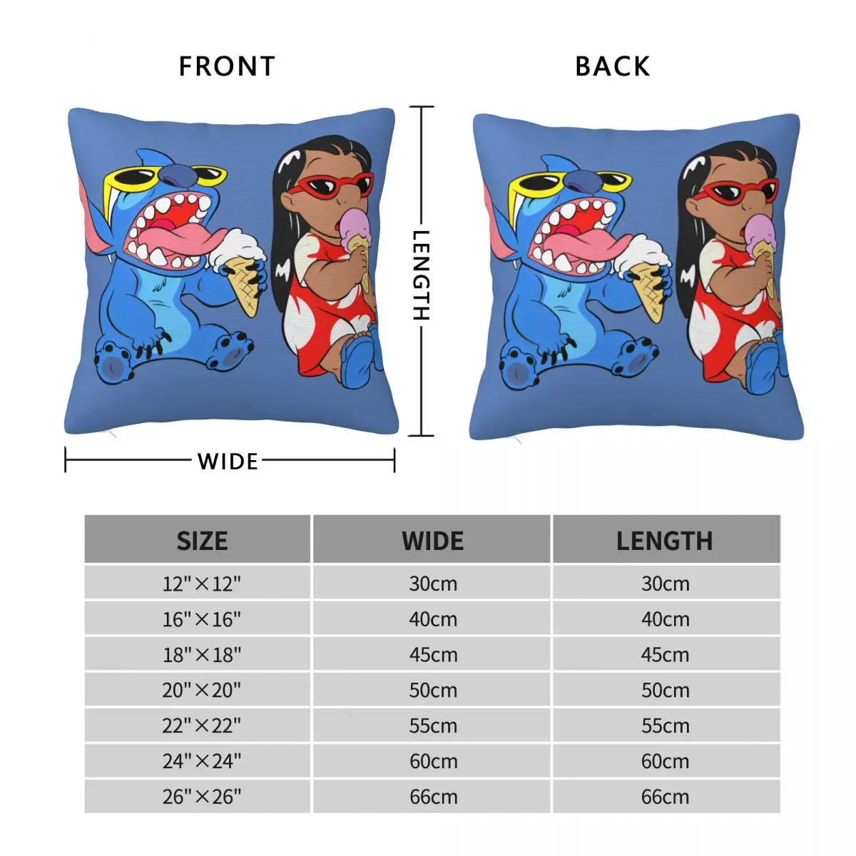 ليلو وستيتش أكل الآيس كريم رمي غطاء وسادة وسائد البوليستر للأريكة غطاء وسادة مخصص ديكور المنزل