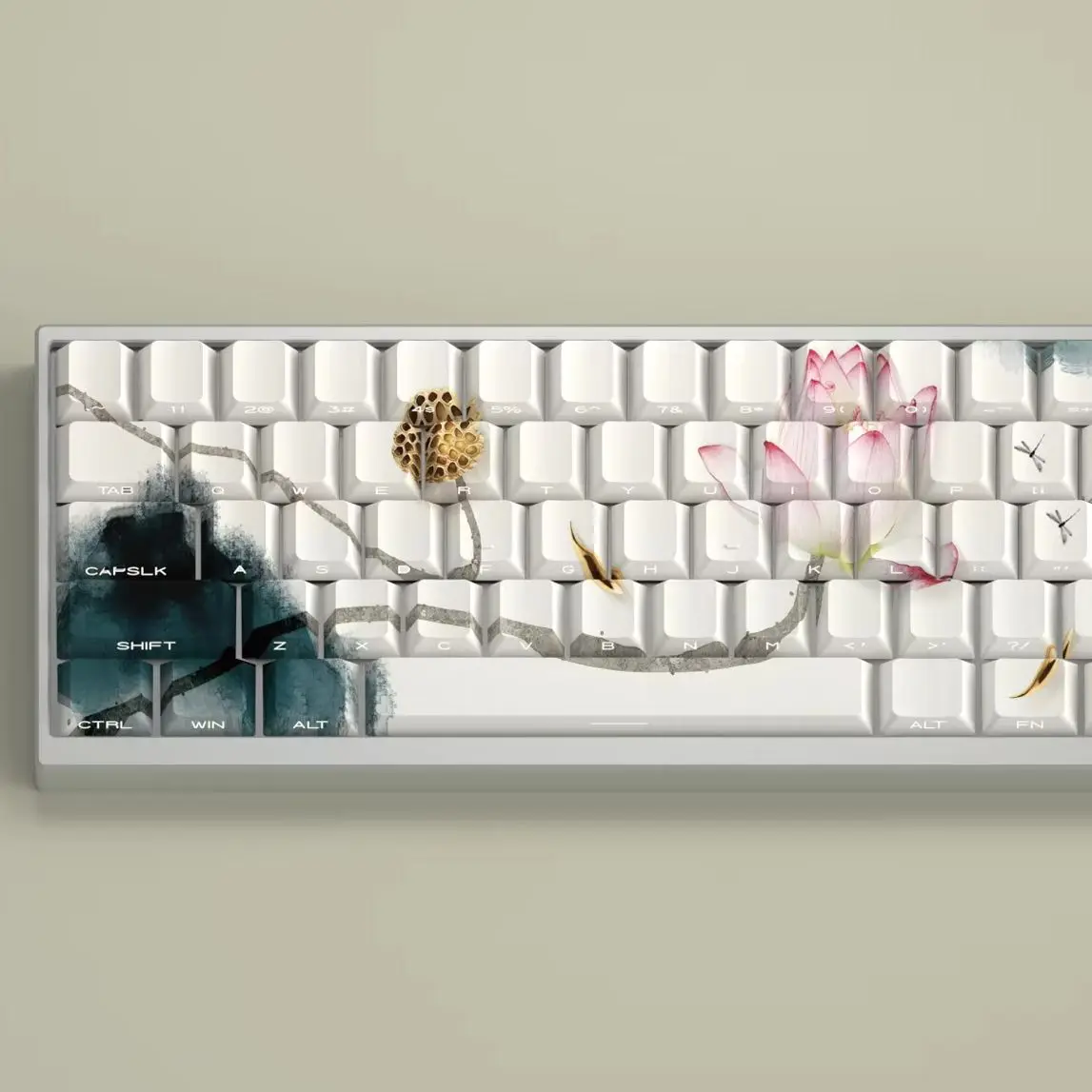 

130-клавишные колпачки для клавиш с подвесками в виде лотоса, античная тема, прозрачная шляпа с боковым принтом Chreey PBT Dye-Sub, персонализированная механическая шляпа с клавиатурой на заказ