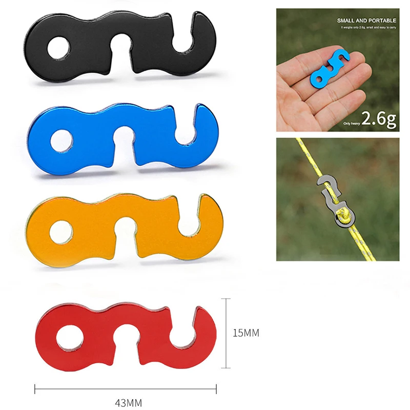 10 Pack Adjustable Camping Tent Rope Buckle S Type Outdoor Wind Rope Buckle Tensioner Fastening Kit Camping Fixtures