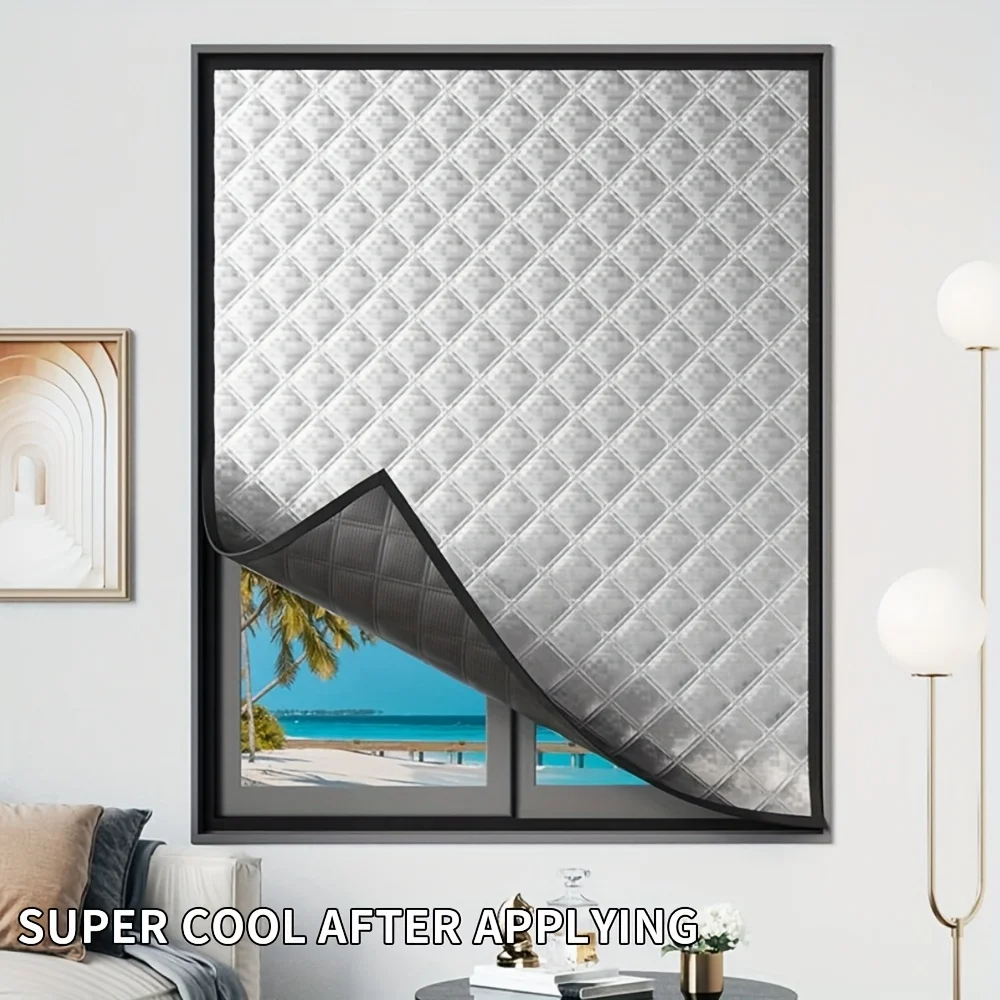 1pc Thick Quilted Insulated Window Film Uv Blocking Heat Control Home Window Decor No Drill Glare Reduction Indoor Energy Saving