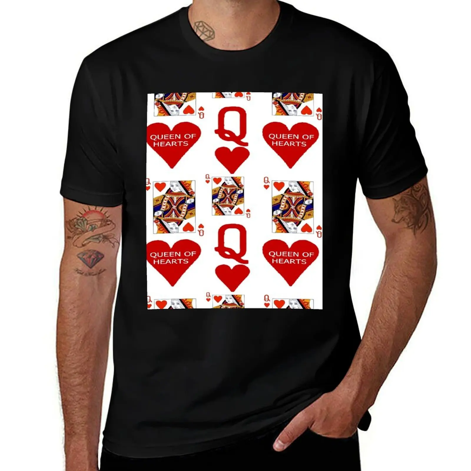 RED QUEEN OF HEARTS CASINO ART FROM REDBUBBLE BY SHARLES ART. T-Shirt Summer Holiday Casual Tee T-Shirt