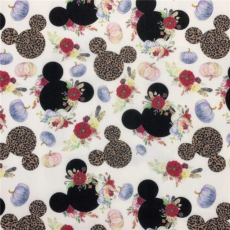 Pumpkin Leopard Flowers Polyester cotton Fabric for baby Clothes Hometextile Slipcover Cushion Cover Girl skir DIY mask Material