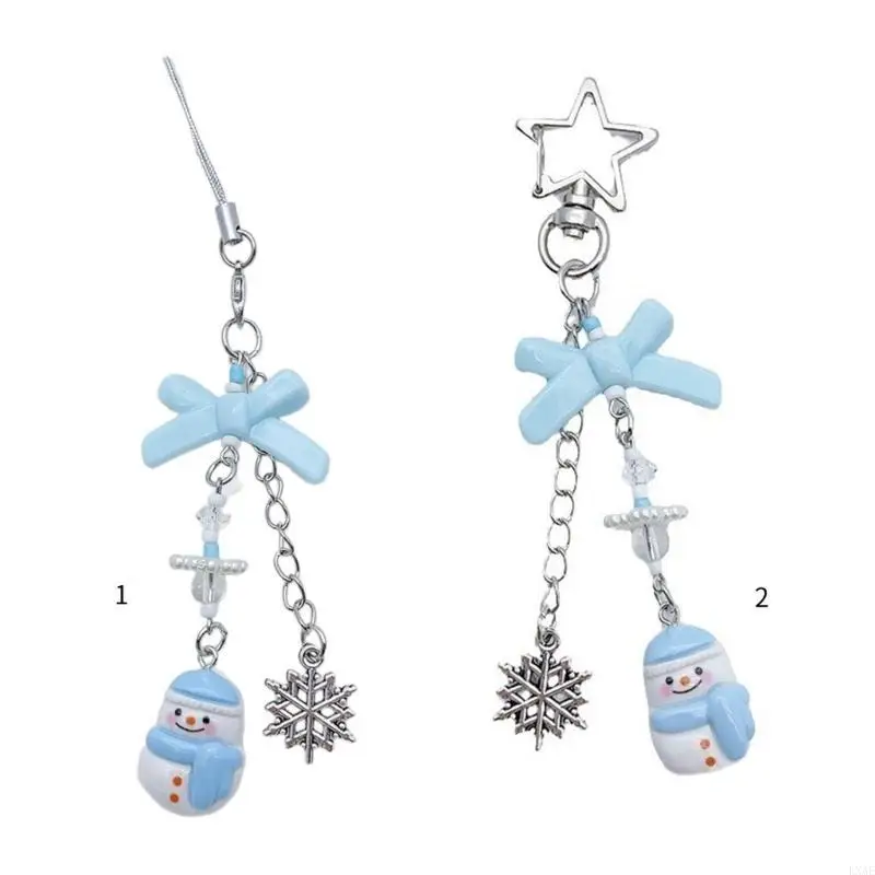  Snowman Snowflake Pendant Phone Charm Chain Strap Bag Decoration Lanyard