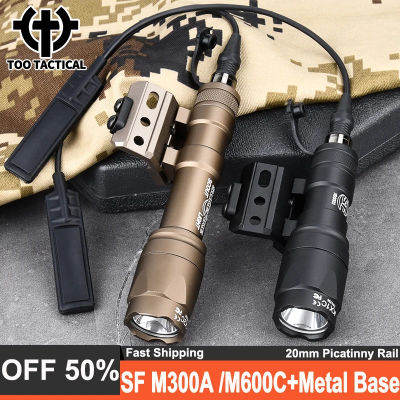 Tactical M300A Hunting Light Surefir M600C Scout Flashlight With Metal Offset Base Mount Set SF White Spotlight Fit 20 MM Rail