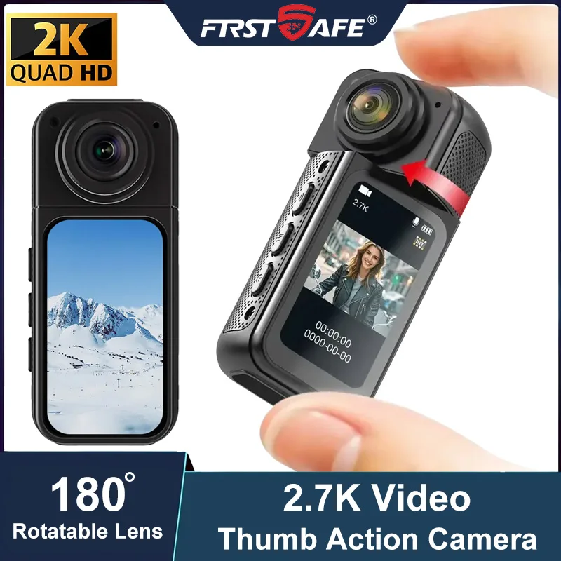 

Mini 2.7K Thumb Motion Camera | 180° Wide Angle & 1.47-Inch Screen | Magnetic Mount Portable Action Cam