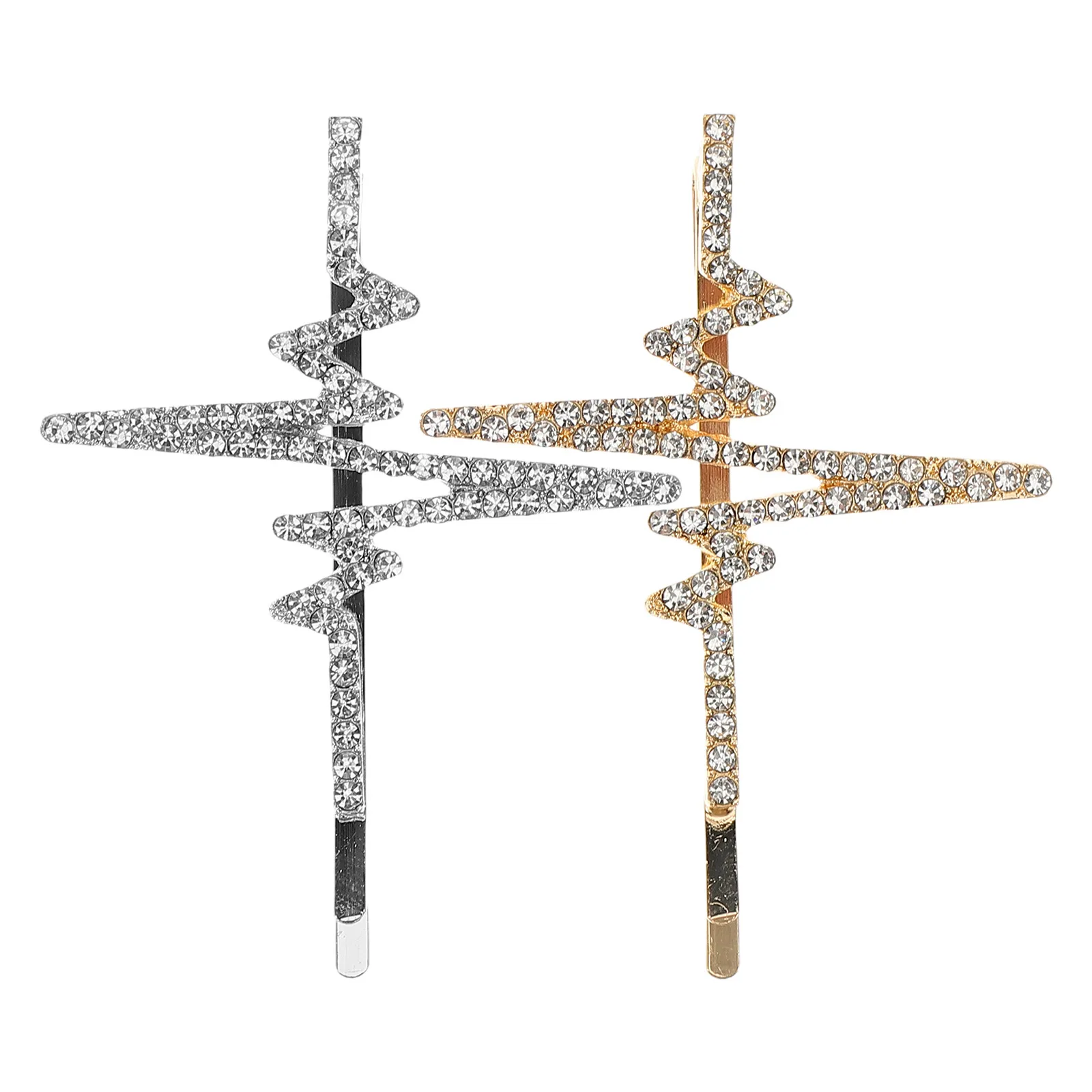 

2pcs Hairpin Rhinestone Decorative Crystal Bobby Pins for Women Shiny Durable Wedding Accessories Stylish Hair Clips