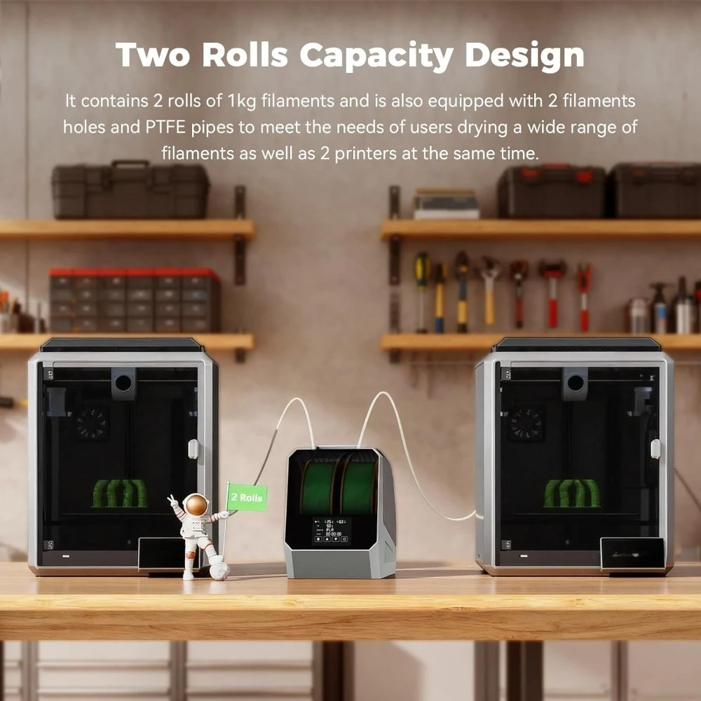 

3D Printer Filament Dryer Plus Dual Spool 360 Degree PTC Heating 4 Inch LCD Touch Screen Fast Drying for PLA ABS PETG