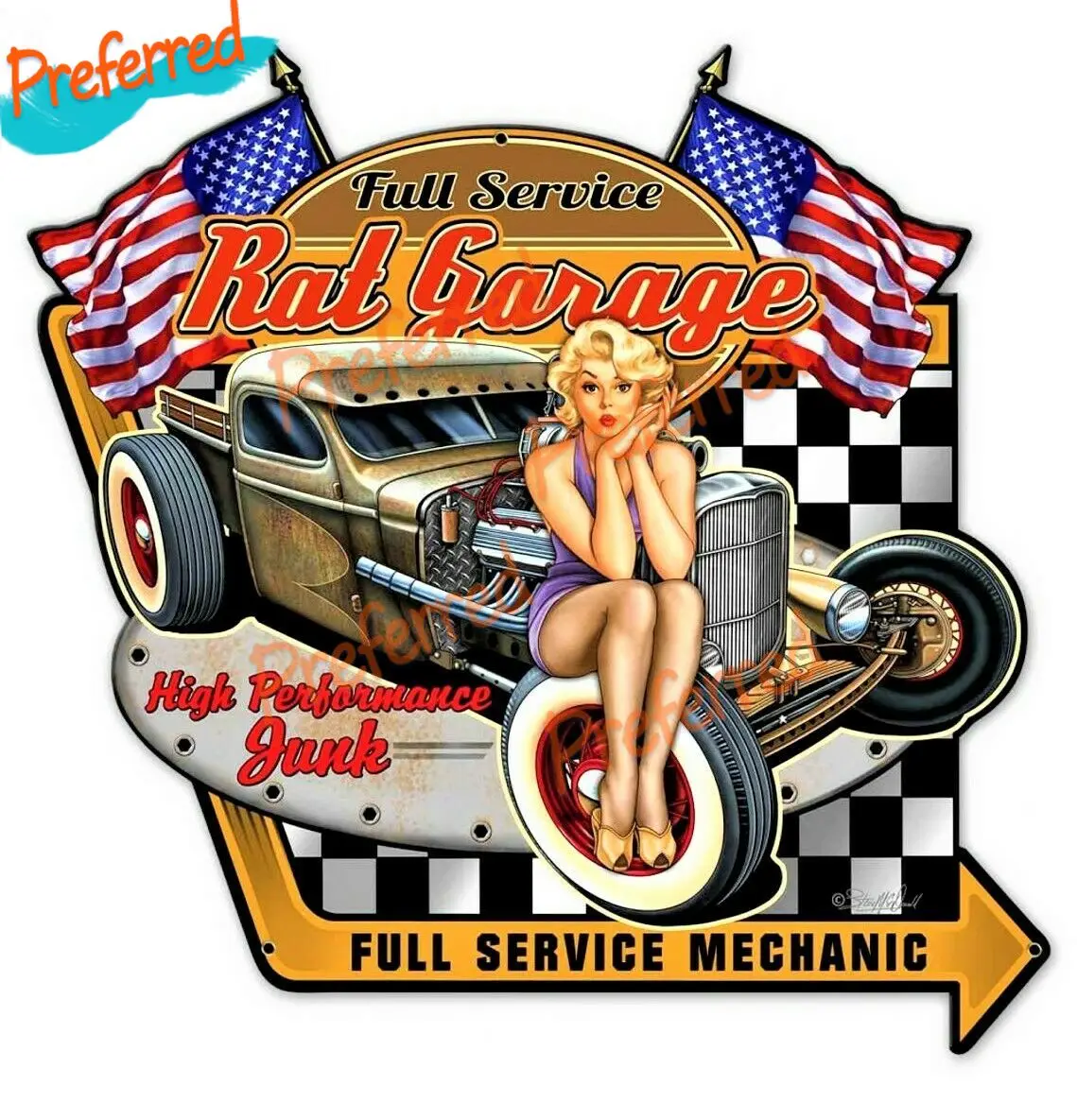 VINTAGE Rat Rod Garage Pinup Girl HIGH PERFORMANCE JUNK DECAL STICKER REPRINT Decal Car Sticker for Your All Cars