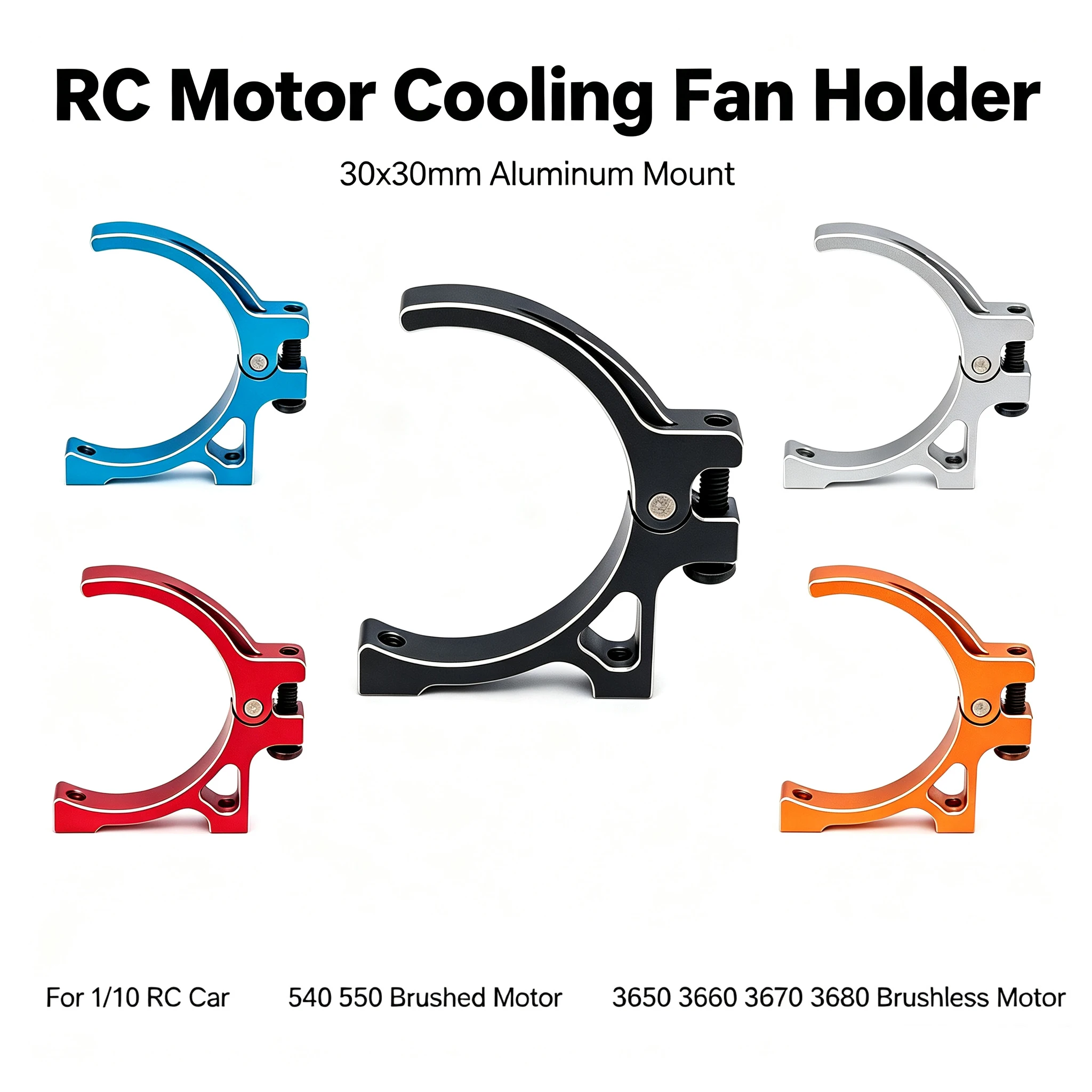 RC Motor Cooling Fan 30x30mm Aluminum Holder for 1/10 RC Car 540 550 Brushed Motor 3650 3660 3670 3680 Brushless Motor