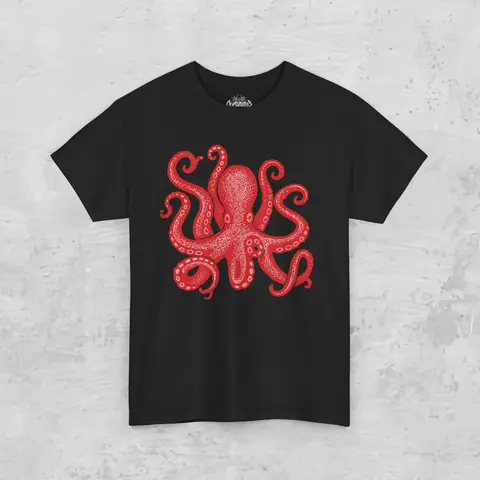 Gothic Sea Monster Octopus T-shirt gigantisch modern trending zwaar katoen vintage gewassen ademend casual homme zacht streetwear