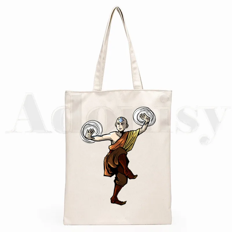 Avatar The Last airdobladora Aang y Appa Anime gráfico Hipster bolsas de compras con estampado de dibujos animados para niñas, moda informal, bolso de mano Pacakge