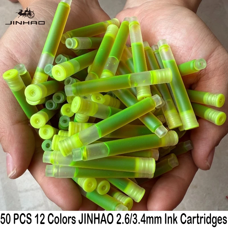 50/12 PCS JINHAO 12 Colors 2.6mm/3.4mm Fountain Pen Ink Cartridges For Majohn Hongdian Stationery School Office Supplies