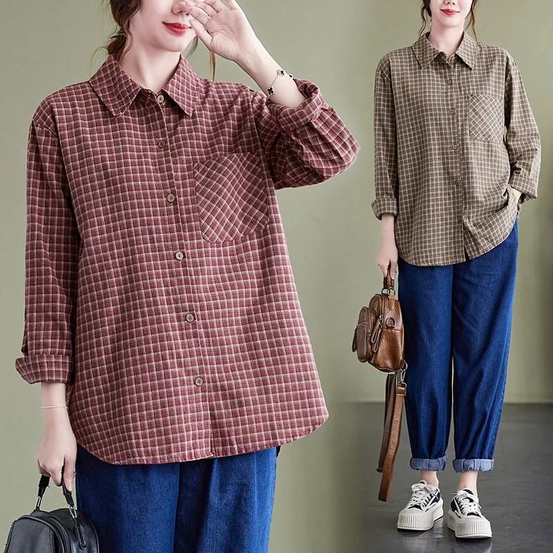 

Retro Korean Sle Long Sve Cotton Cardigan Autumn Faion Art Casual irt Collar Batwing Sve id Pattern