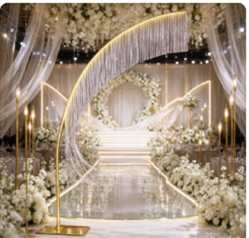 2pcs S-Shaped Crystal Ornament Stand for Wedding Hall Stage Background Flower Rack Outdoor Party Props Walkway Hanging Piece