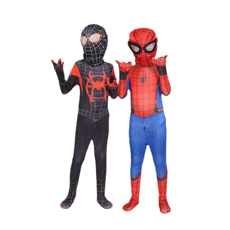 スパイダーマンパターンの子供用ボディ,コスプレ衣装,全身タイツ,ハロウィーン,大人用,ミニソ