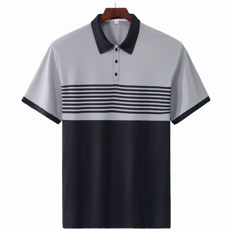 مخطط قميص بولو الرجال حجم كبير 1XL-7XL 110-175 كجم قصيرة الأكمام بولو تي شيرت فضفاض Polos المتضخم بلايز كبيرة الحجم الرجال الملابس