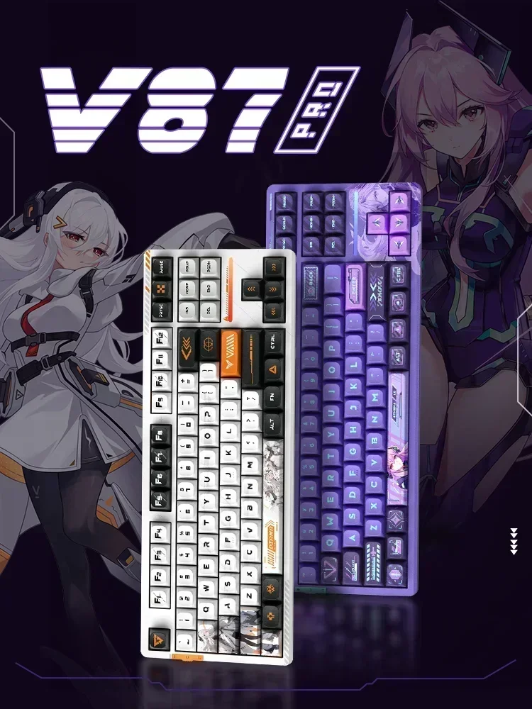 Imagem -02 - Teclado Mecânico Modo Rgb Hot Swap Jogos Dinâmicos Junta do Teclado Pbt Keycaps pc Gamer Ergonômico Office Win Vgn-v87pro