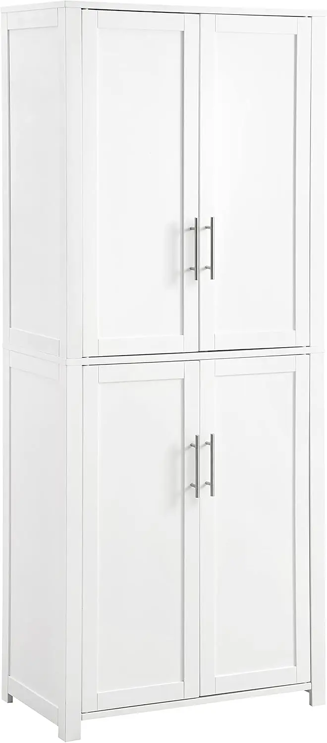 Savannah Tall Pantry Storage Cabinet With Shelves, Kitchen, Dining, Or Laundry Room, White