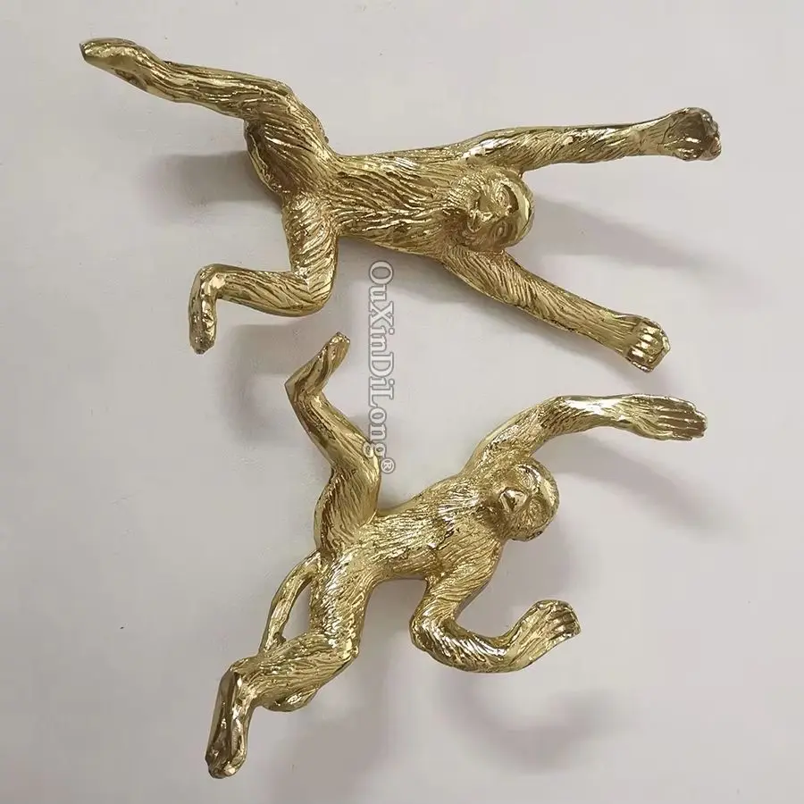 

4PCS Solid Brass Monkey Furniture Handles Drawer Knobs Cupboard Wardrobe Closet Dresser Cabinet Door Pulls Knobs Decorations