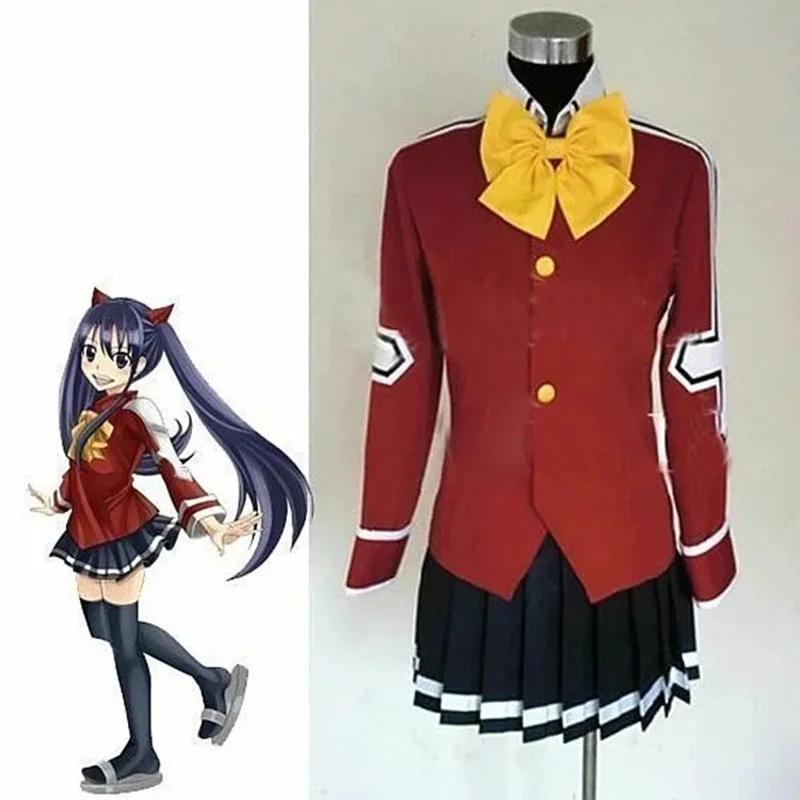 

Аниме Fairy Tail Венди косплей костюм Хэллоуин праздничная одежда платья нестандартного размера костюм школьная форма топы + юбка + галстук yj4k