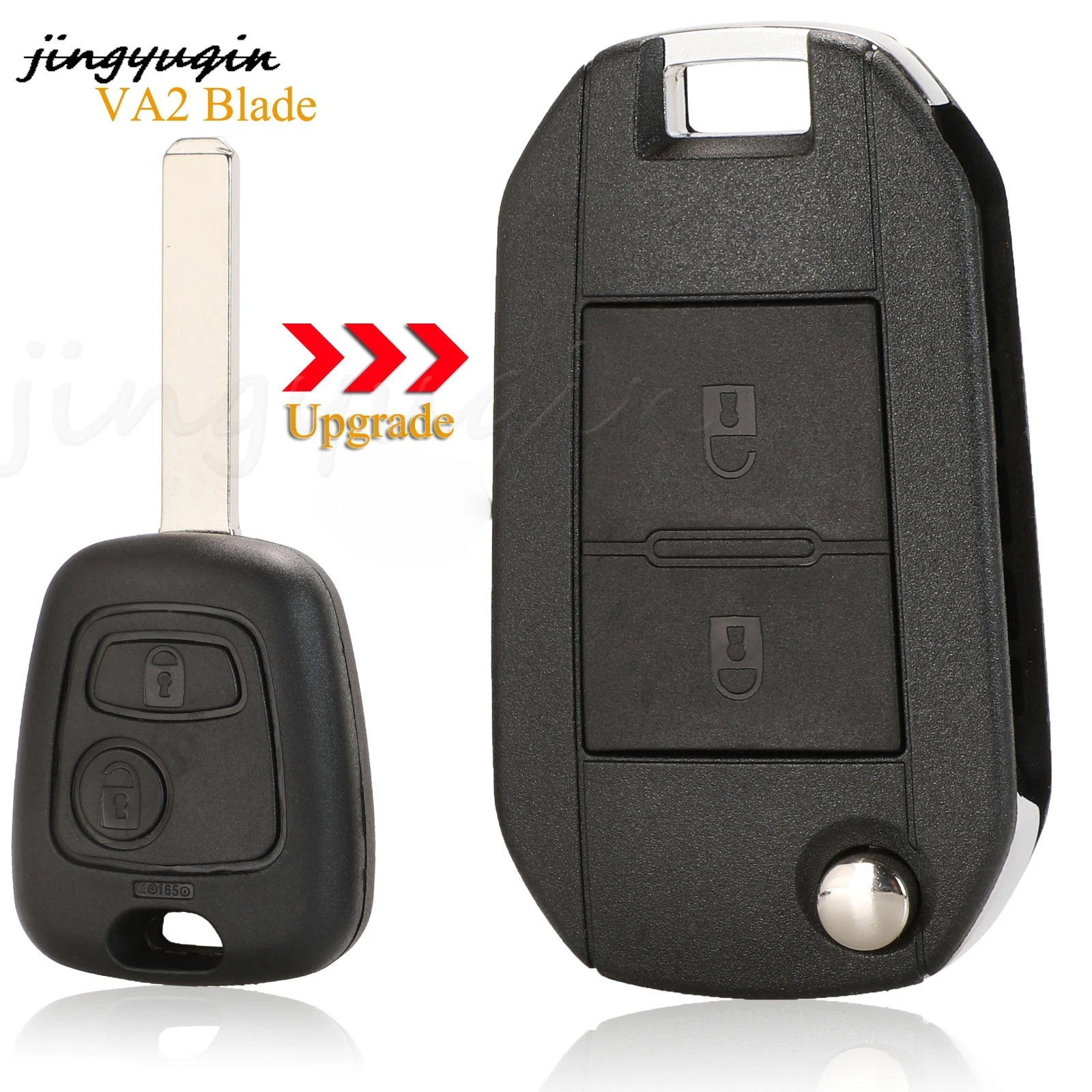 Jingyuqin 2 ปุ่มแก้ไขพลิกพับรีโมทกุญแจรถสําหรับ Peugeot 106 206 306 406 สําหรับ Citroen C2 C3 Xsara Picasso