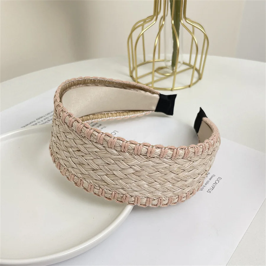 

Women's fashionable personalized hairband hairstyle straw woven patchwork headband ethnic style bohemian hair accessories