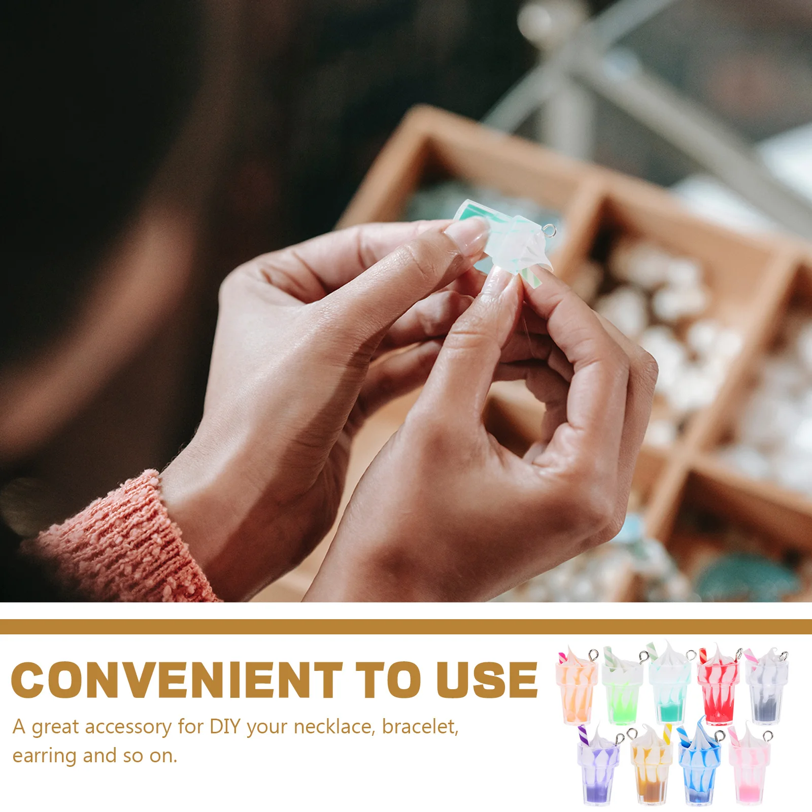 

30Pcs Resin Ice Cream Cup Charms Mini DIY Pendant for Necklace Bracelet Earrings Keychain Jewelry Making Crafts