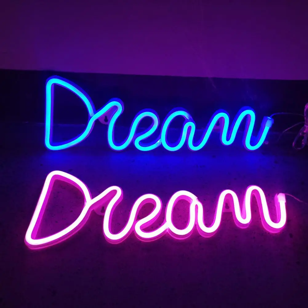 

Neon Sign Neon Night Light Dream Letters LED Light Wall Lamp decoración hogar