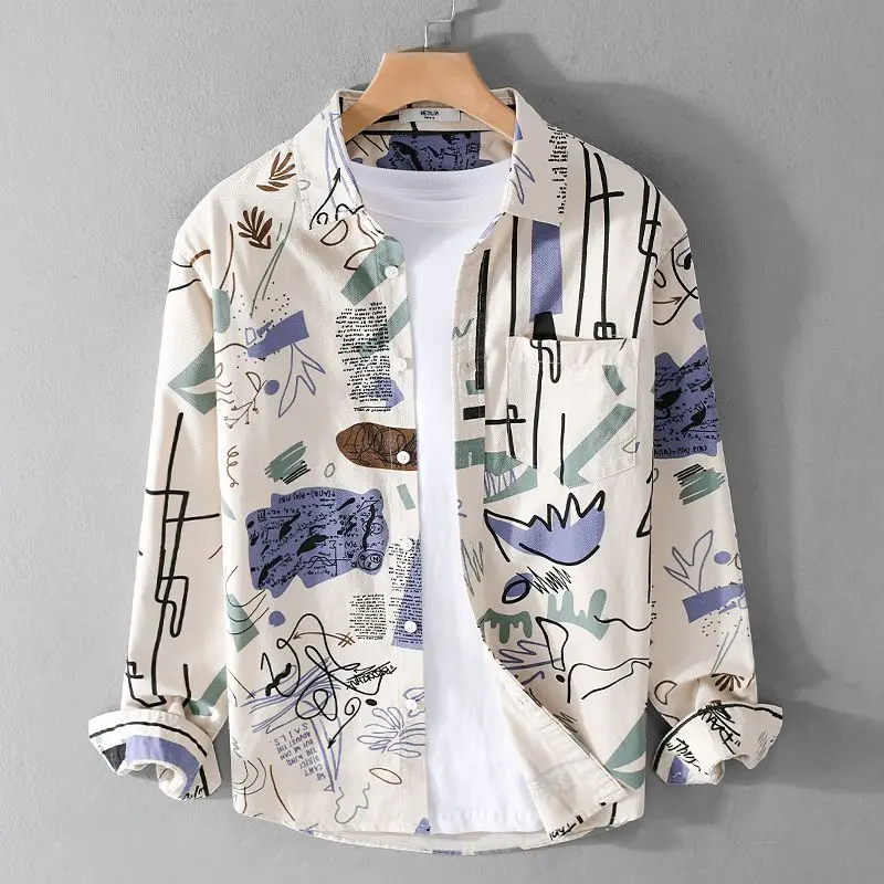 Shirts for Men Funny Colourful Man Shirt Anime Printed Hawaiian with Print Clothing Cool Sleeves Tops Xxl Designer Korean Style image 3
